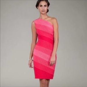 Tadashi Shoji One Shoulder Pink Dress large